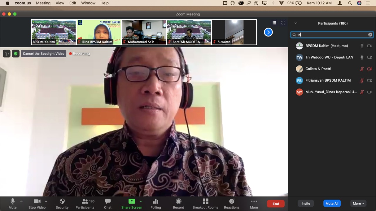 WEBINAR “PEMPROV KALTIM Menuju World Class Government” – On The Right Track!!