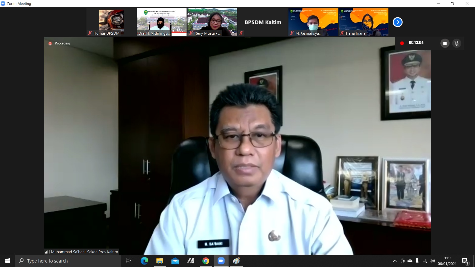 Pembukaan Pelatihan Kepemimpinan Administrator Angkatan II Tahun 2021 di lingkungan Pemerintah Provinsi Kalimantan Timur