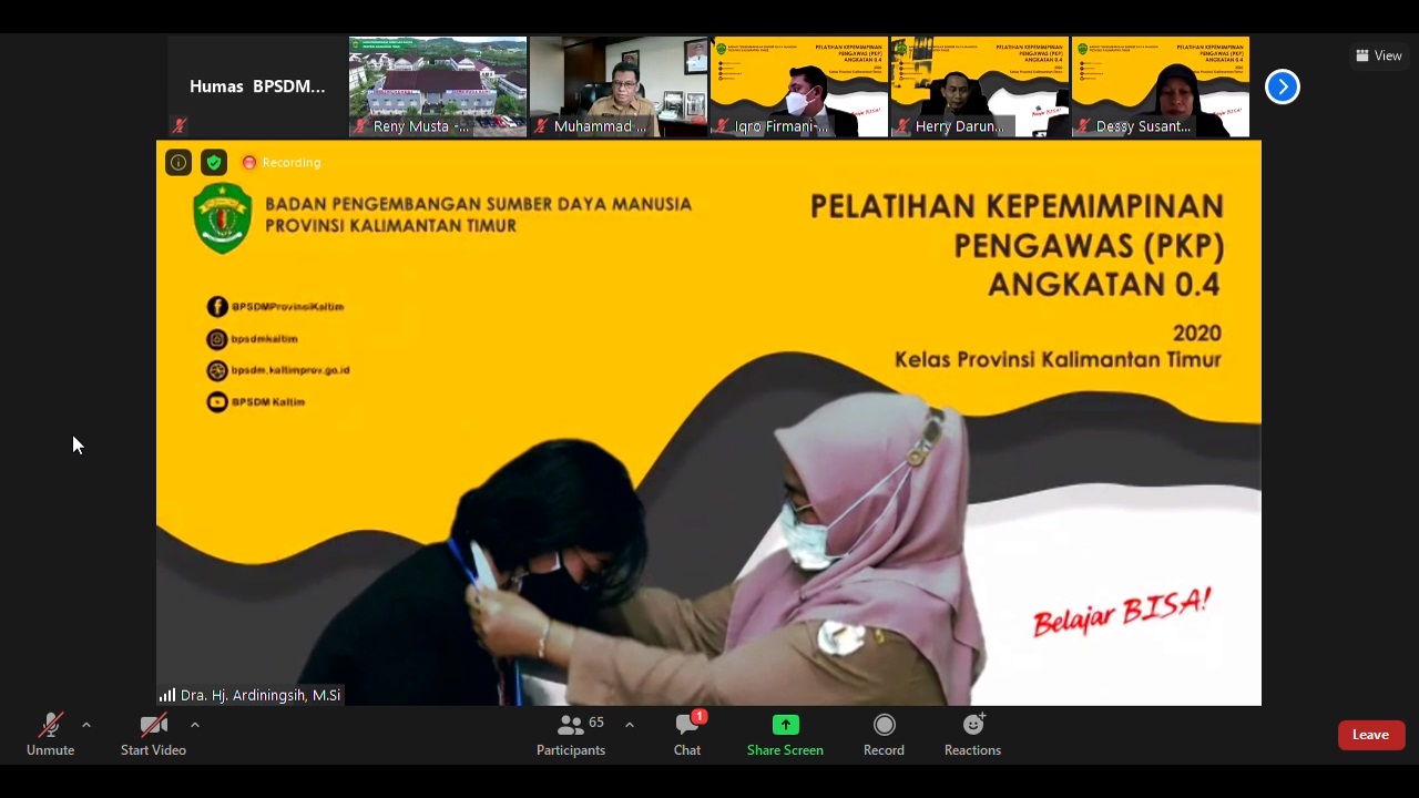 Pembukaan Pelatihan Kepemimpinan Pengawas Angkatan IV Tahun 2021 di lingkungan Pemerintah Provinsi Kalimantan Timur