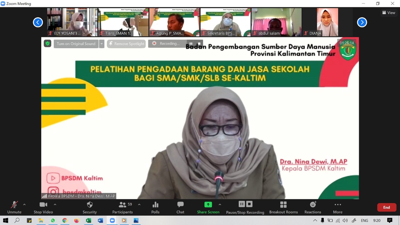 Pembukaan Pelatihan Pengadaan Barang/Jasa Sekolah Bagi SMA/SMK/SLB Angkatan 1-4 se-Kalimantan Timur