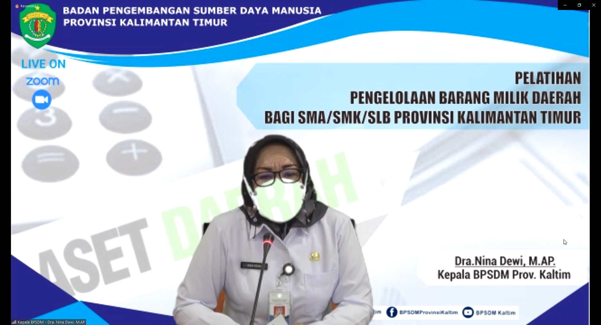 Pembukaan Pelatihan Pengelolaan Barang Milik Daerah bagi SMA/SMK/SLB Angkatan I-IV se-Kalimantan Timur
