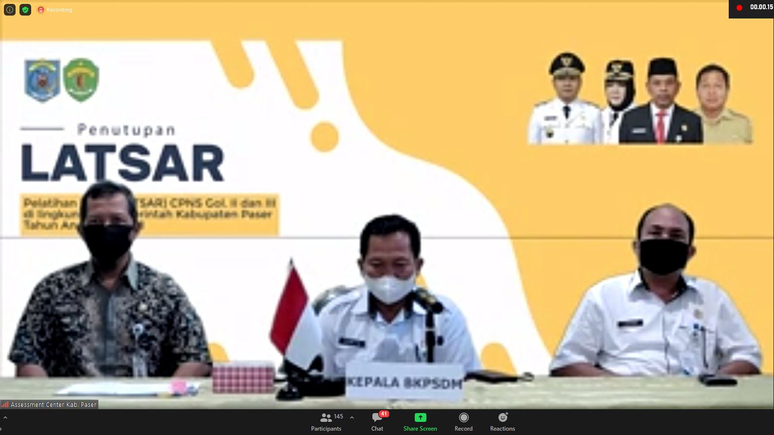 Penutupan Kegiatan Latsar CPNS Gol II dan III Angkatan XX s/d XXIII dilingkup Pemerintah Kabupaten Paser