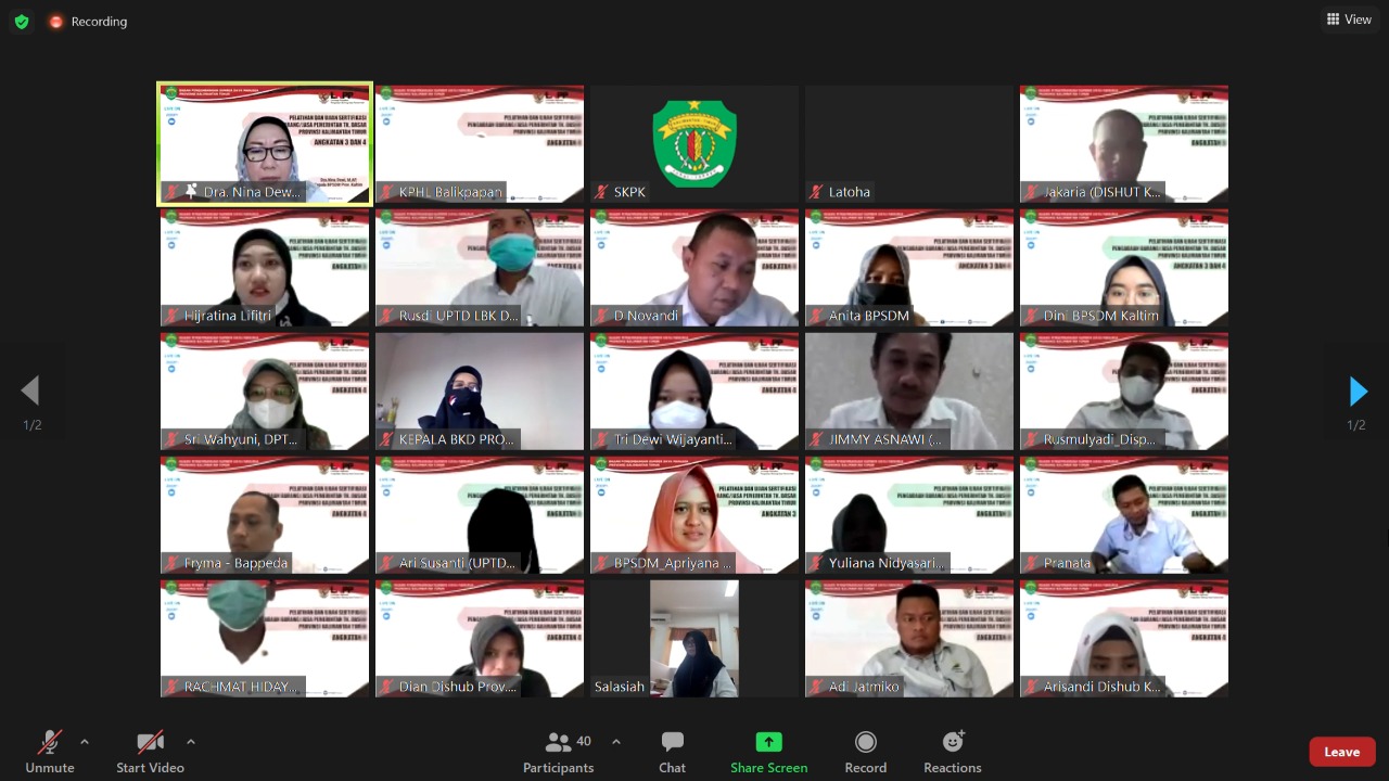 Pembukaan Pelatihan dan Ujian Sertifikasi Pengadaan Barang/Jasa Tingkat Dasar Angkatan III dan IV Provinsi Kalimantan Timur