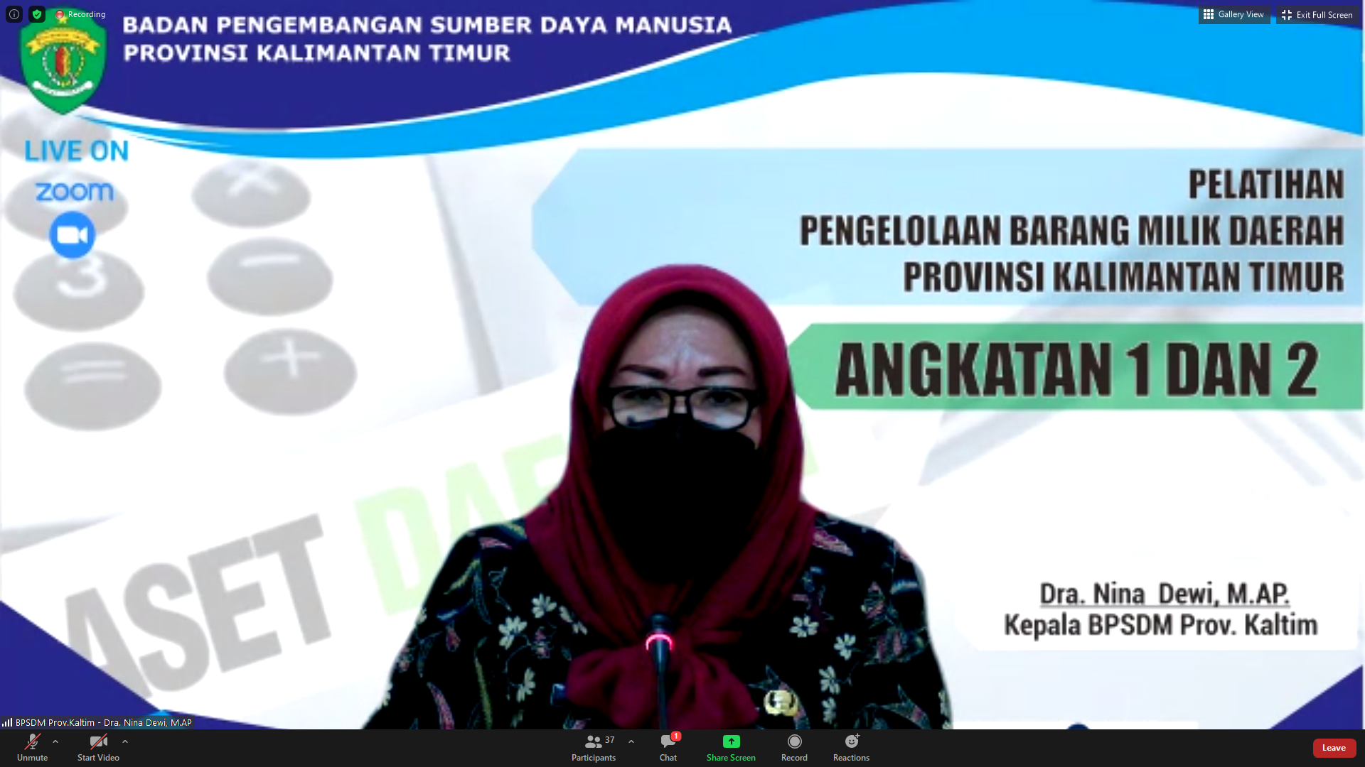Pembukaan Pelatihan Pengelolaan Barang Milik Daerah (BMD) Provinsi Kalimantan Timur Angkatan I dan II