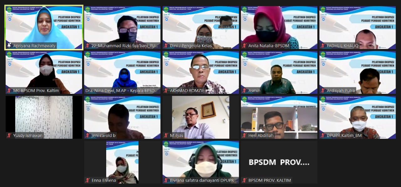 Pembukaan Pelatihan Okupasi Pejabat Pembuat Komitmen (PPK) Angkatan I Provinsi Kalimantan Timur Tahun 2021