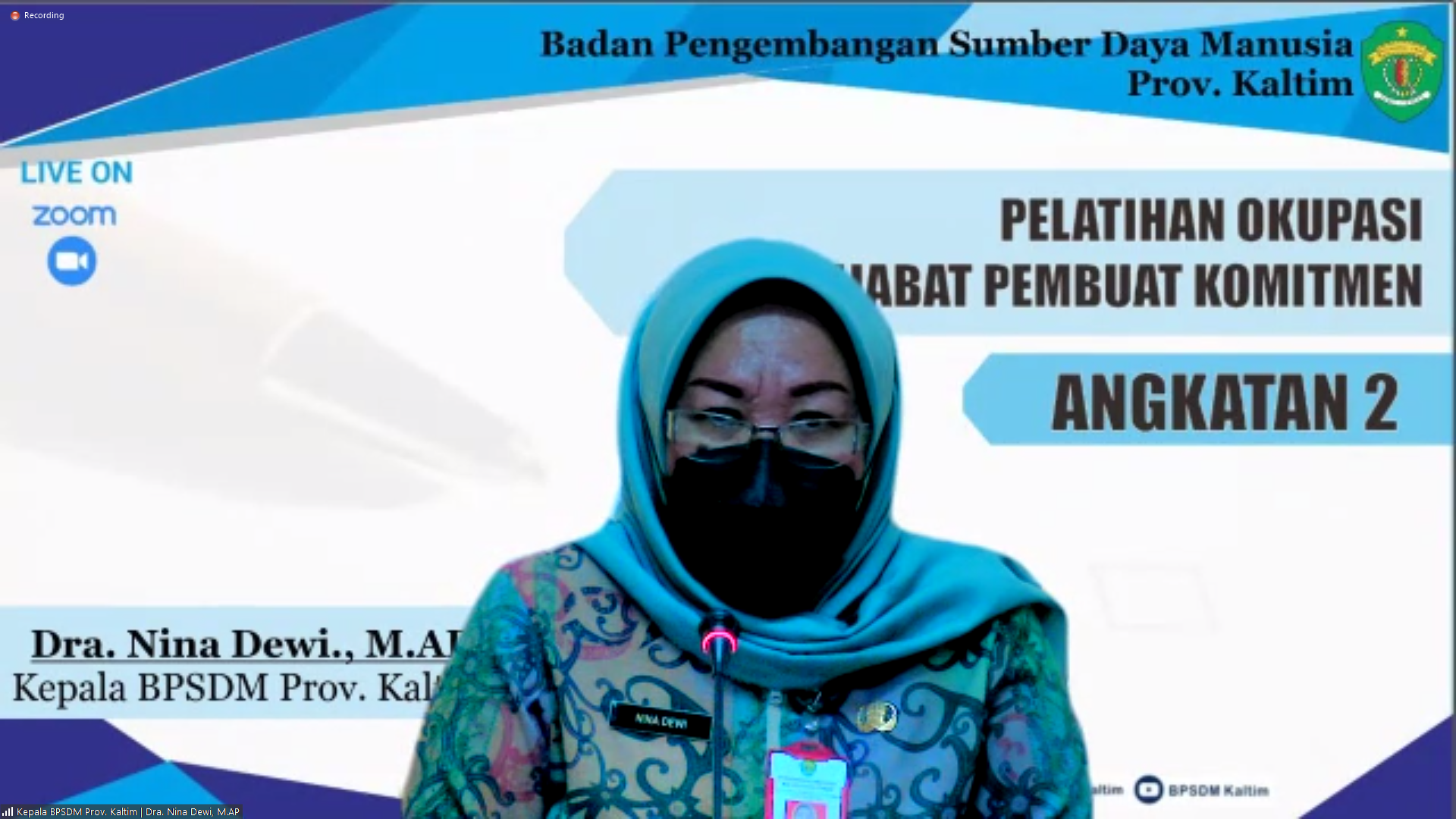 Pembukaan Pelatihan Okupasi Pejabat Pembuat Komitmen (PPK) Angkatan II Provinsi Kalimantan Timur Tahun 2021