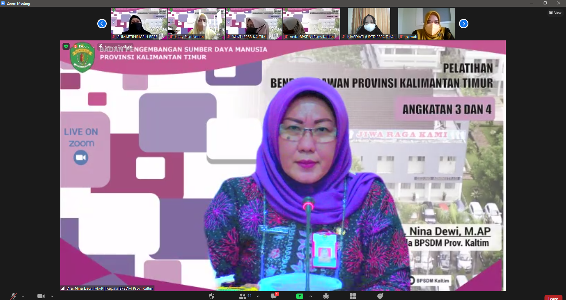 Pembukaan Pelatihan Bendaharawan Provinsi Kalimantan Timur Angkatan III dan IV