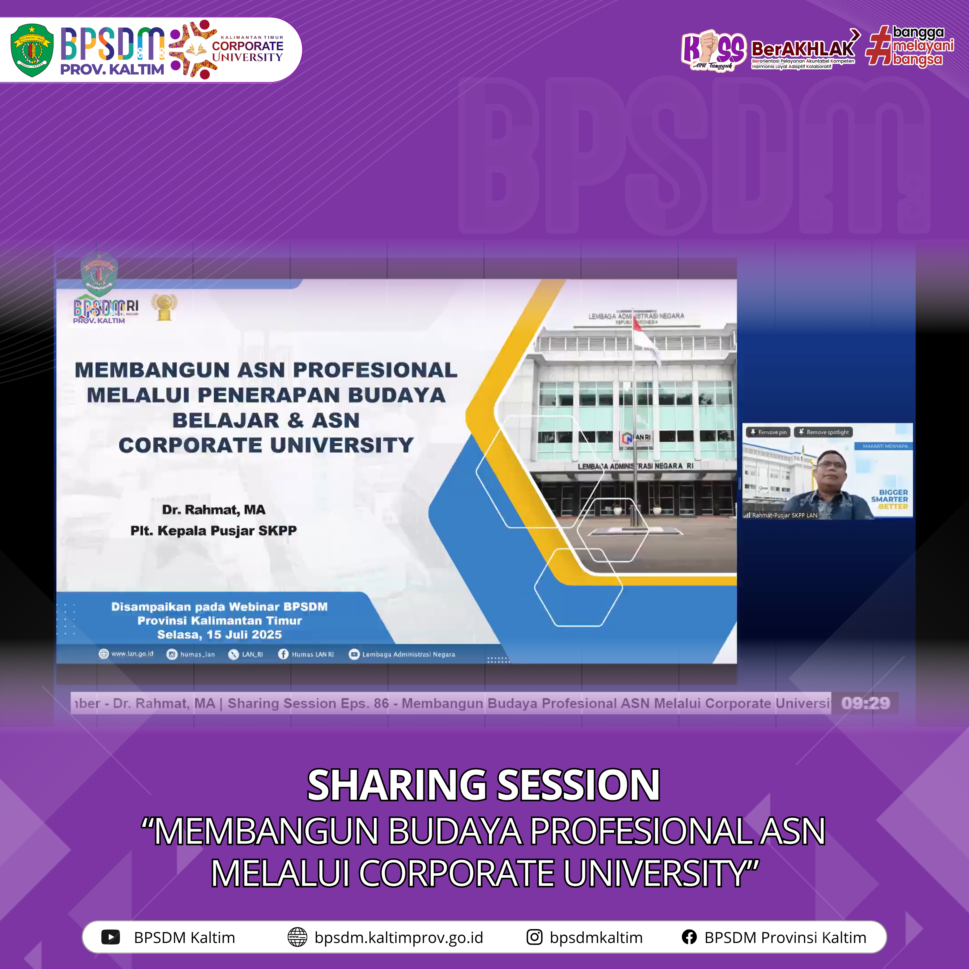 Sharing Session " Membangun Budaya Profesional ASN melalui Corporate University