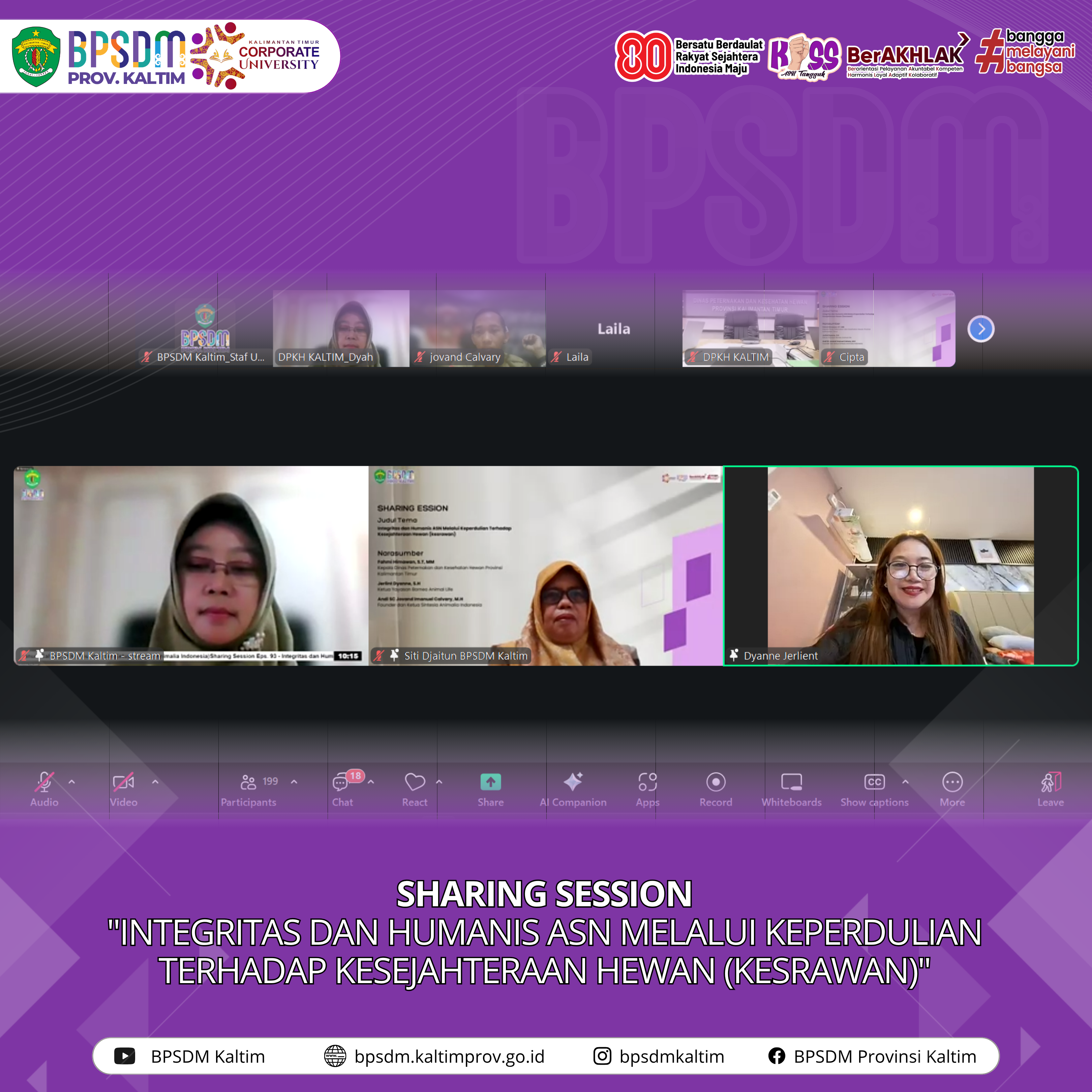 Sharing Session 'Integritas dan Humanis ASN melalui Keperdulian terhadap Kesejahteraan Hewan (Kesrawan)'