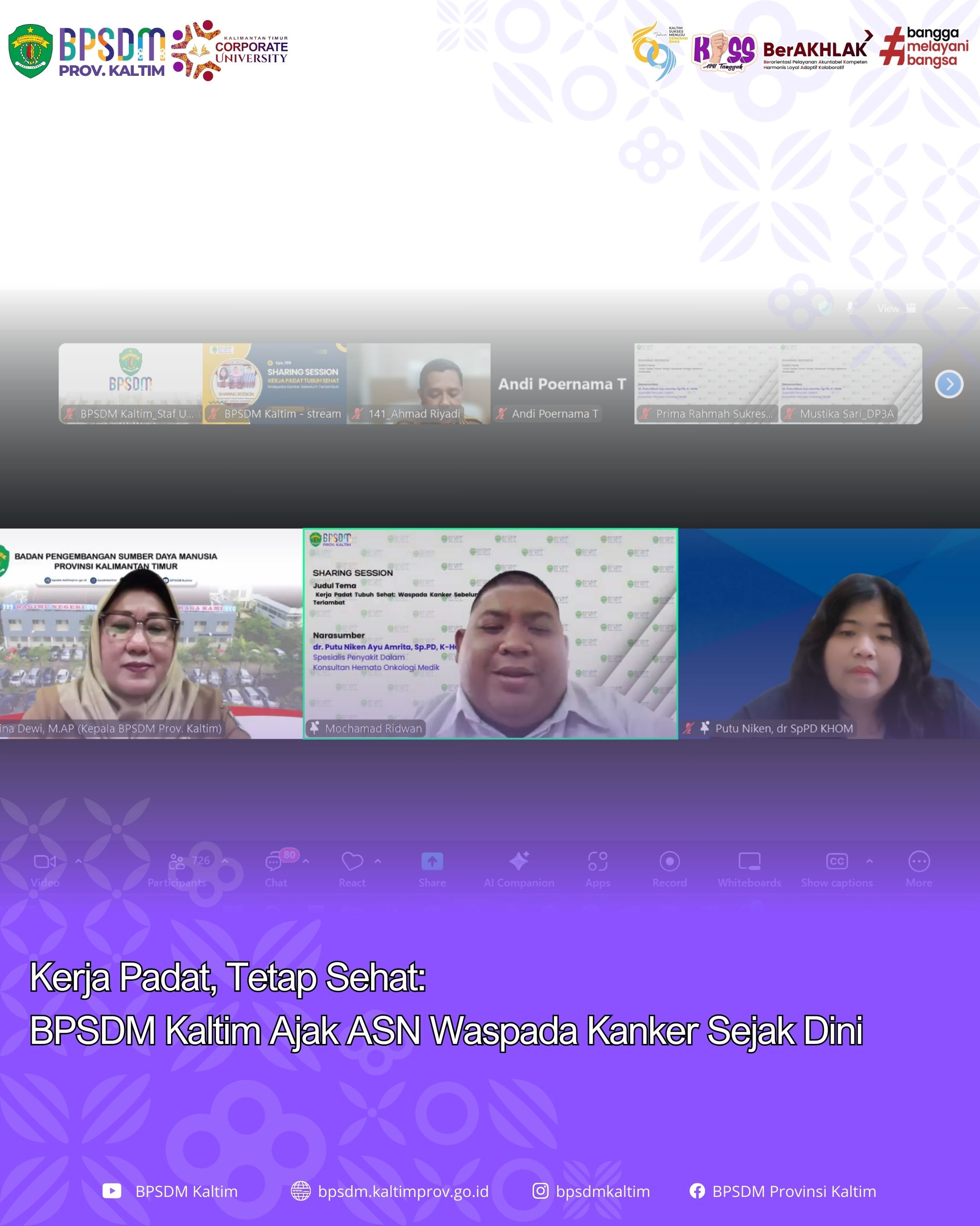 Kerja Padat Tetap Sehat: BPSDM Kaltim Ajak ASN Waspada Kanker Sejak Dini