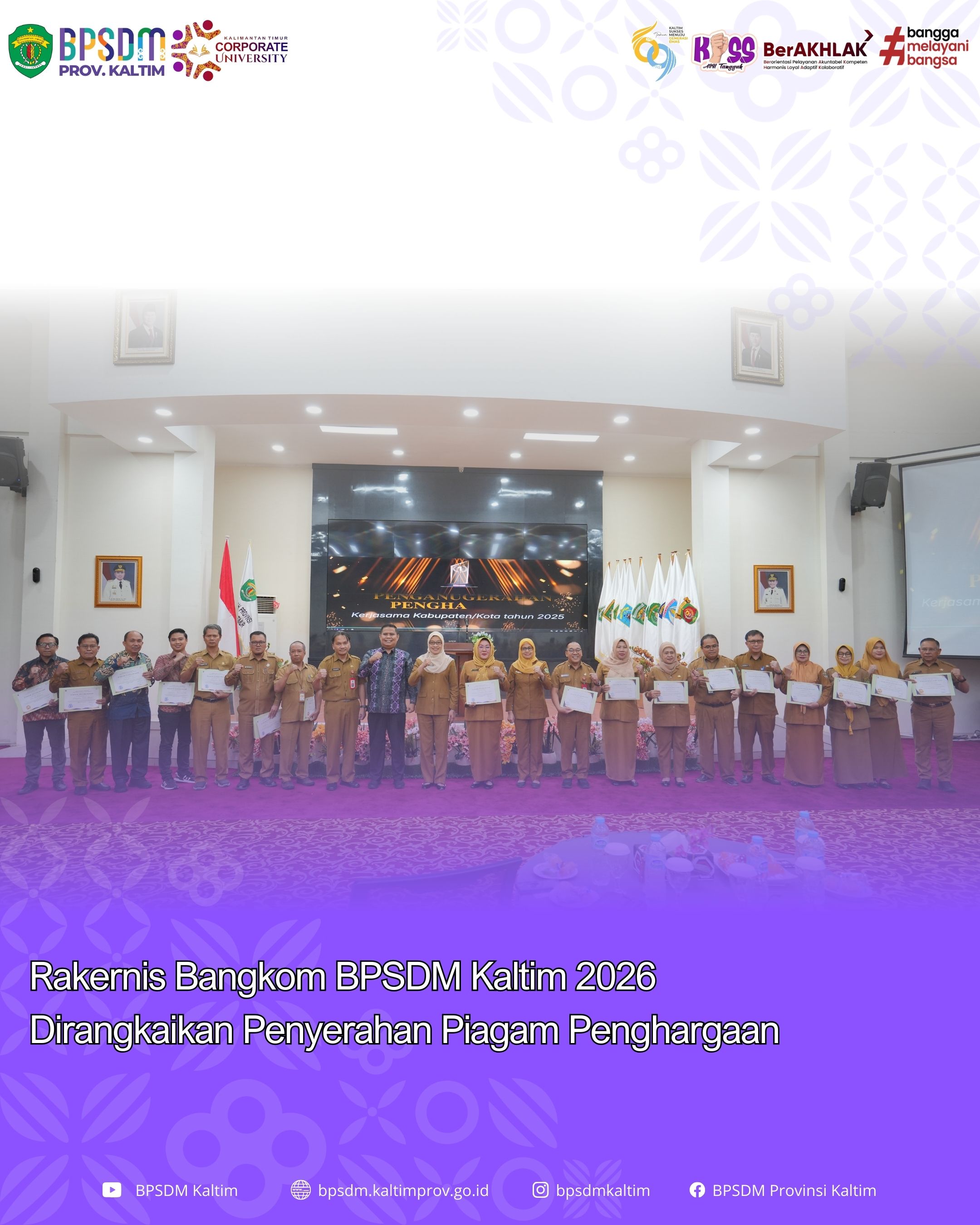 Rakernis Bangkom BPSDM Kaltim 2026 Dirangkaikan Penyerahan Piagam Penghargaan