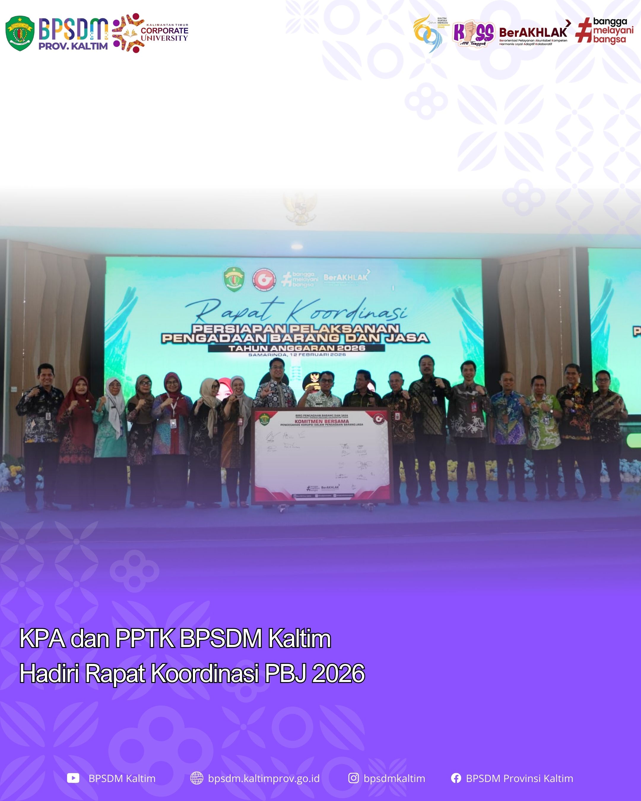 KPA dan PPTK BPSDM Kaltim Hadiri Rapat Koordinasi PBJ 2026