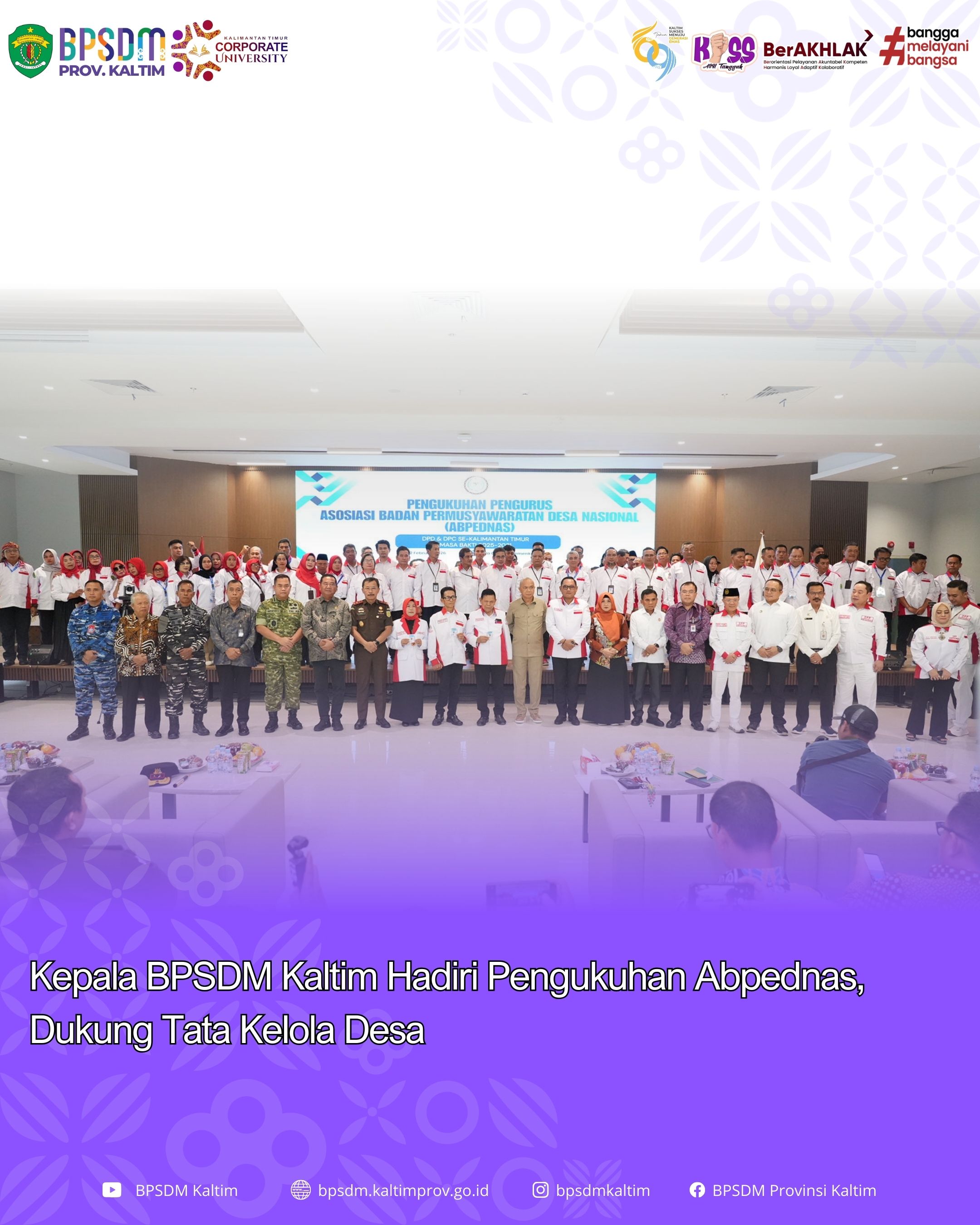 Kepala BPSDM Kaltim Hadiri Pengukuhan Abpednas, Dukung Tata Kelola Desa