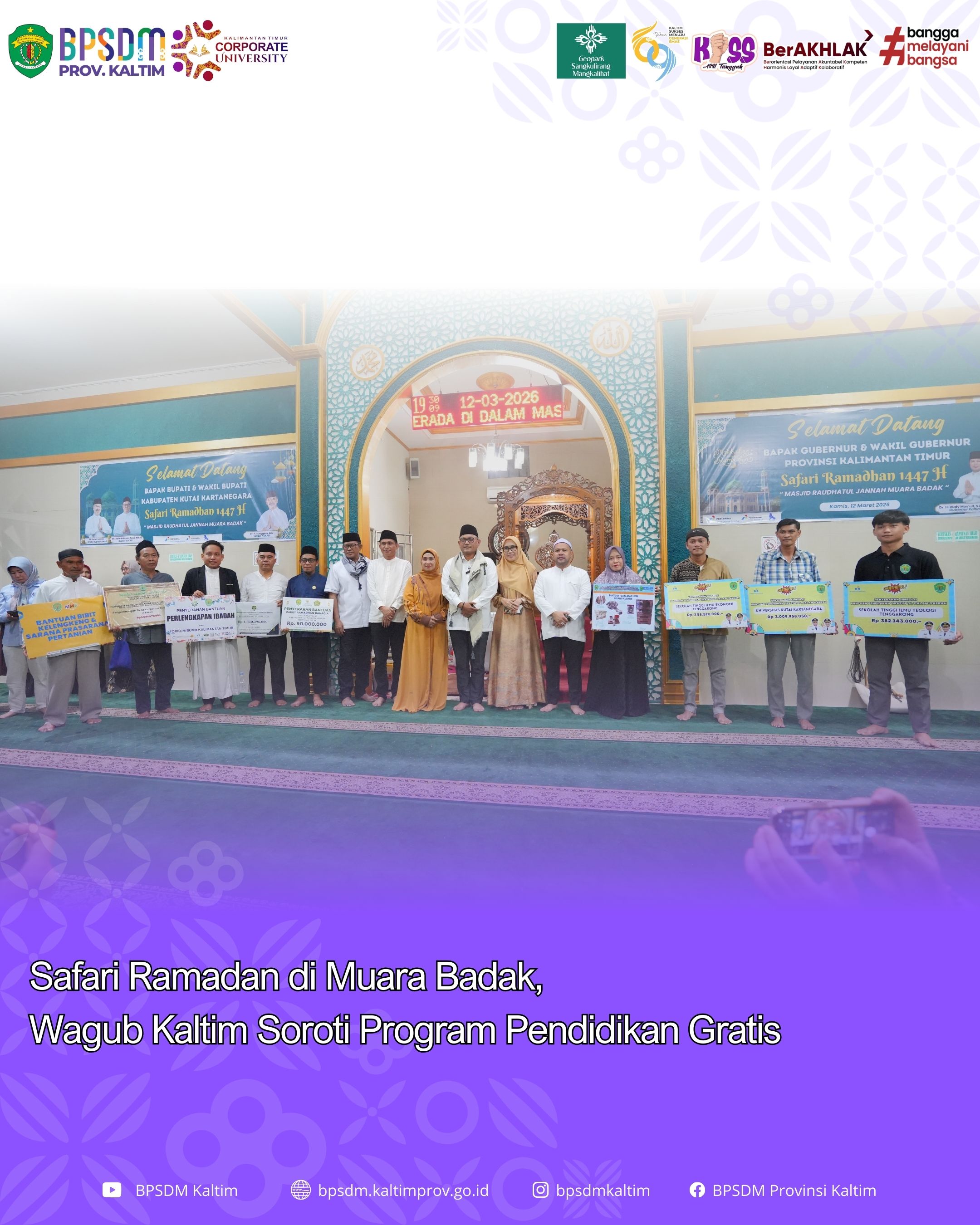 Safari Ramadan di Muara Badak, Wagub Kaltim Soroti Program Pendidikan Gratis