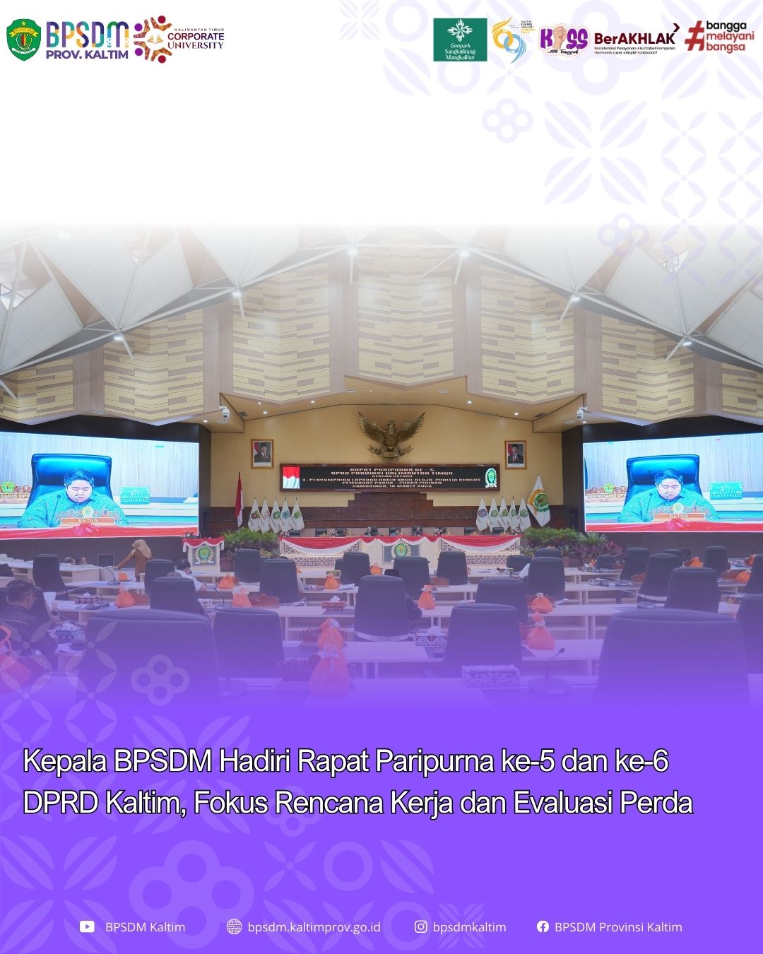 Kepala BPSDM Hadiri Rapat Paripurna ke-5 dan ke-6 DPRD Kaltim, Fokus Rencana Kerja dan Evaluasi Perda