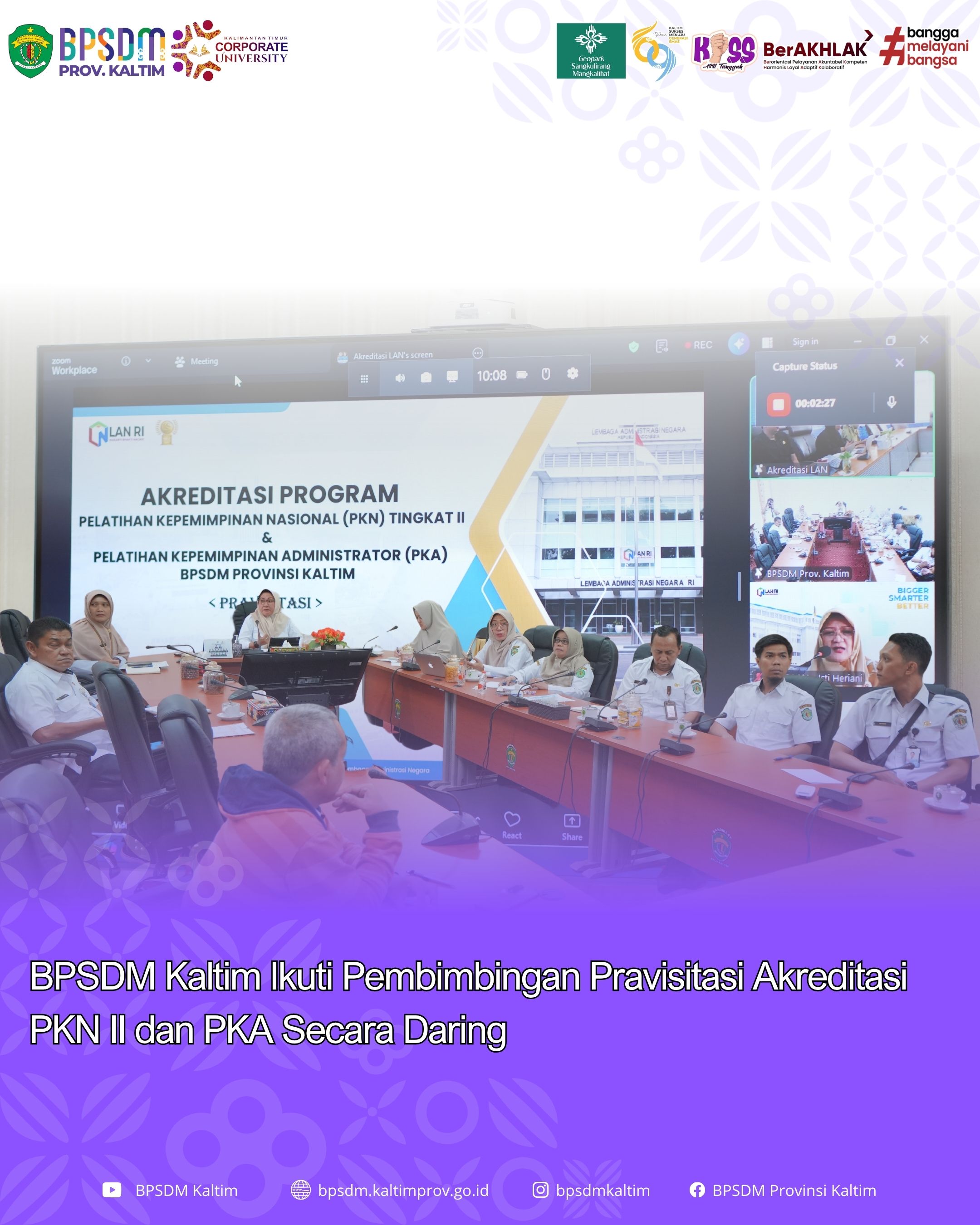 BPSDM Kaltim Ikuti Pembimbingan Pravisitasi Akreditasi PKN II dan PKA Secara Daring
