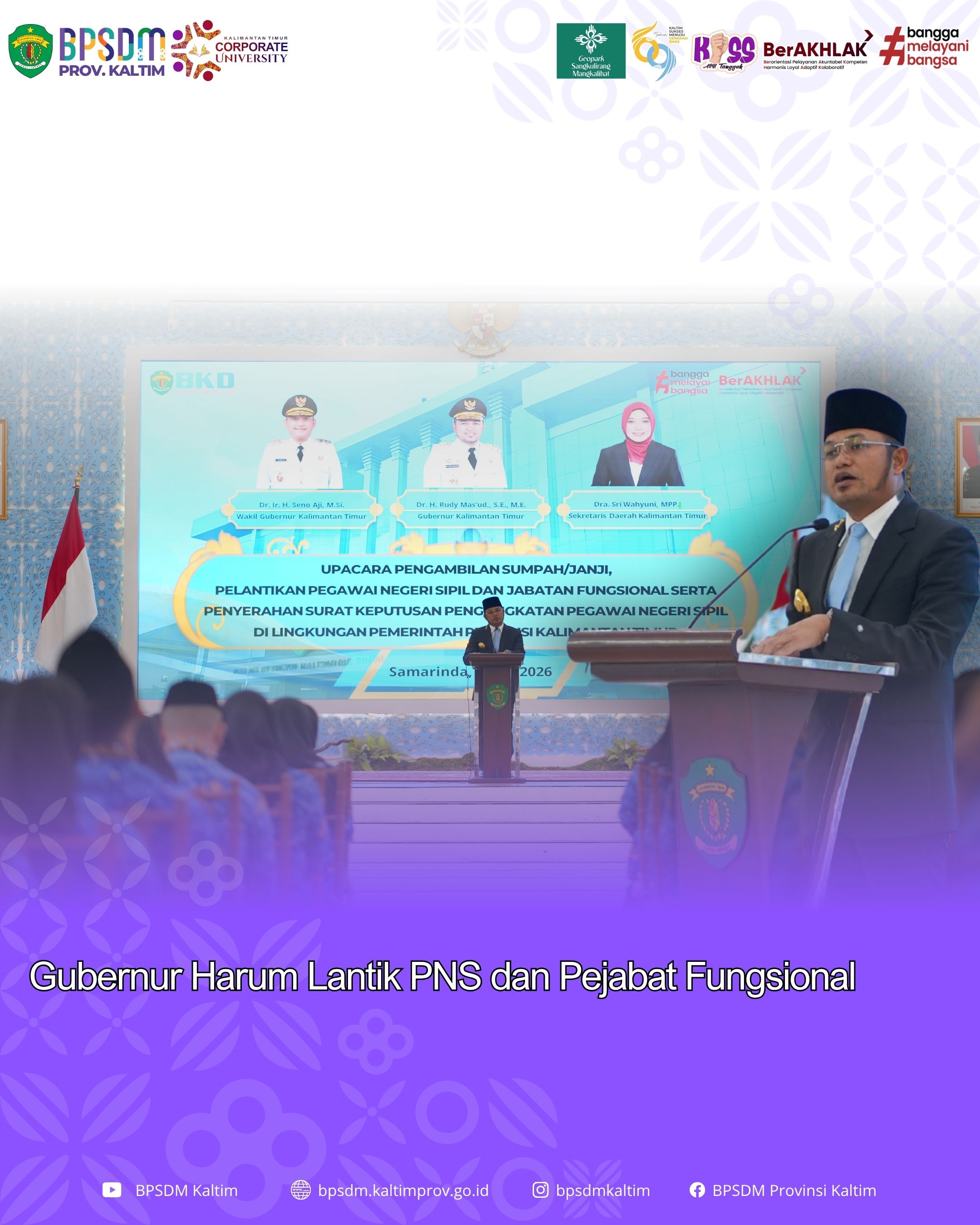 Gubernur Harum Lantik PNS dan Pejabat Fungsional
